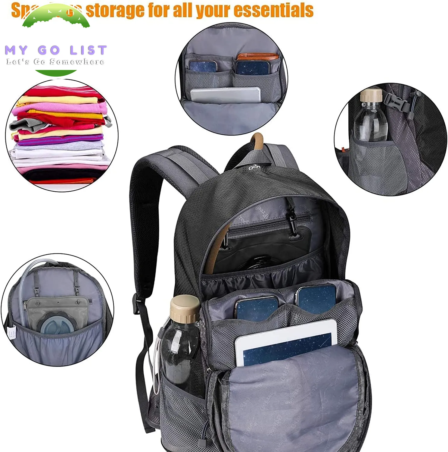 35L Hiking Backpack Water Resistant Travel Daypack