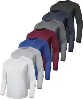7 Pack Long Sleeve Shirts for Men - Quick Dry Moisture Wicking Sun Protection UV UPF T-Shirts for Fishing Workout Gym