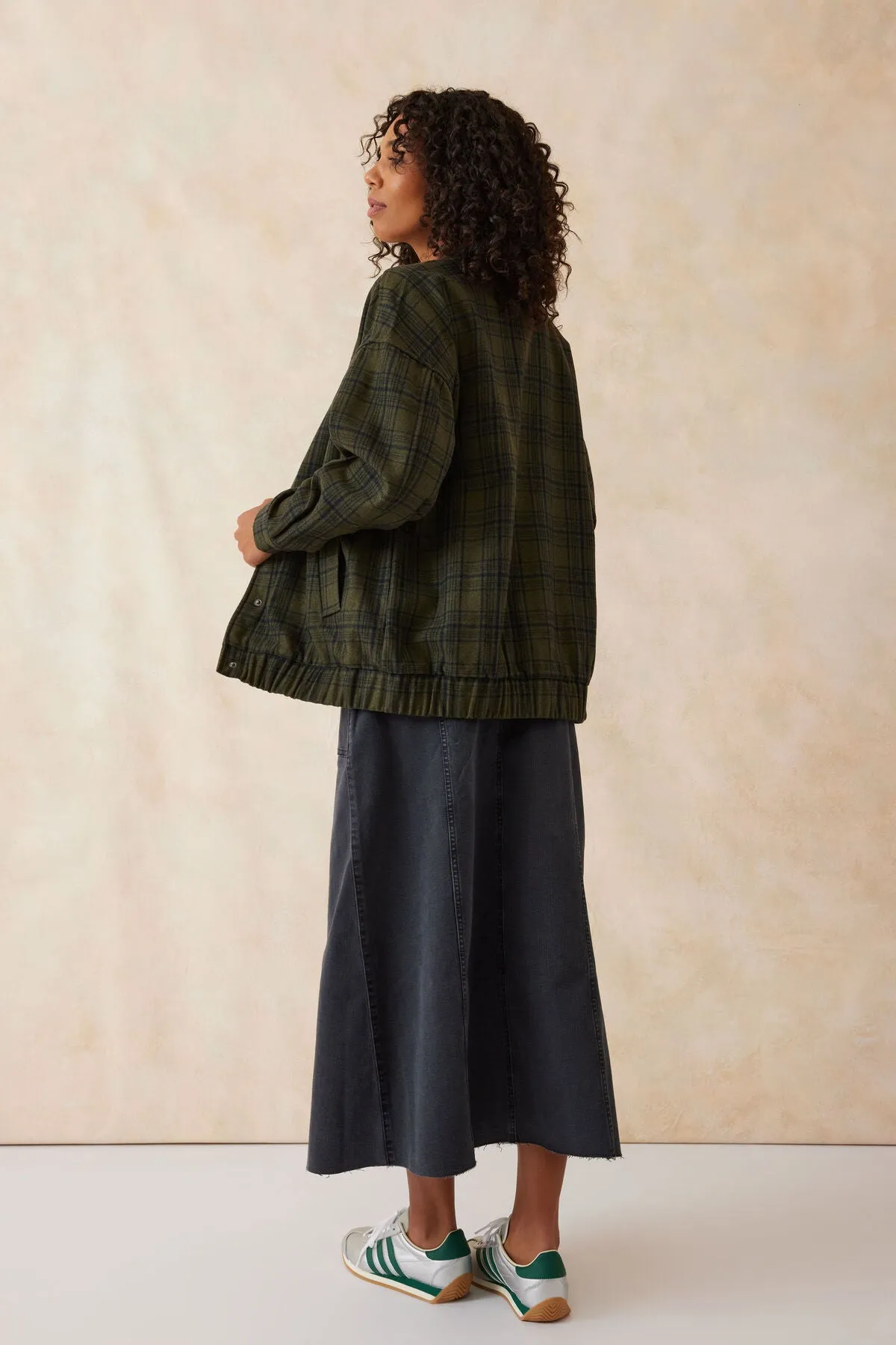 Ceres Life Relaxed Bomber Jacket Olive Check