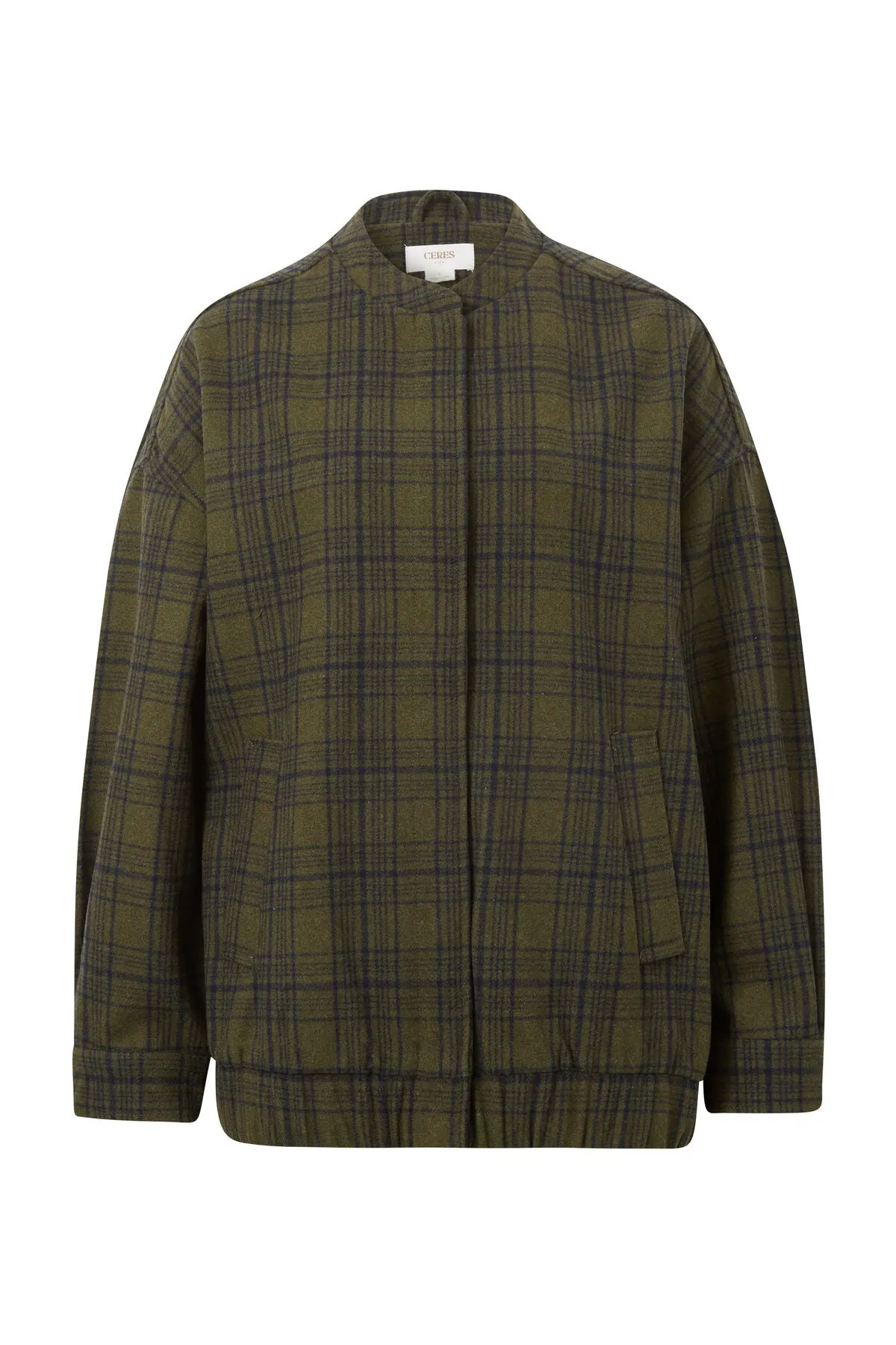 Ceres Life Relaxed Bomber Jacket Olive Check