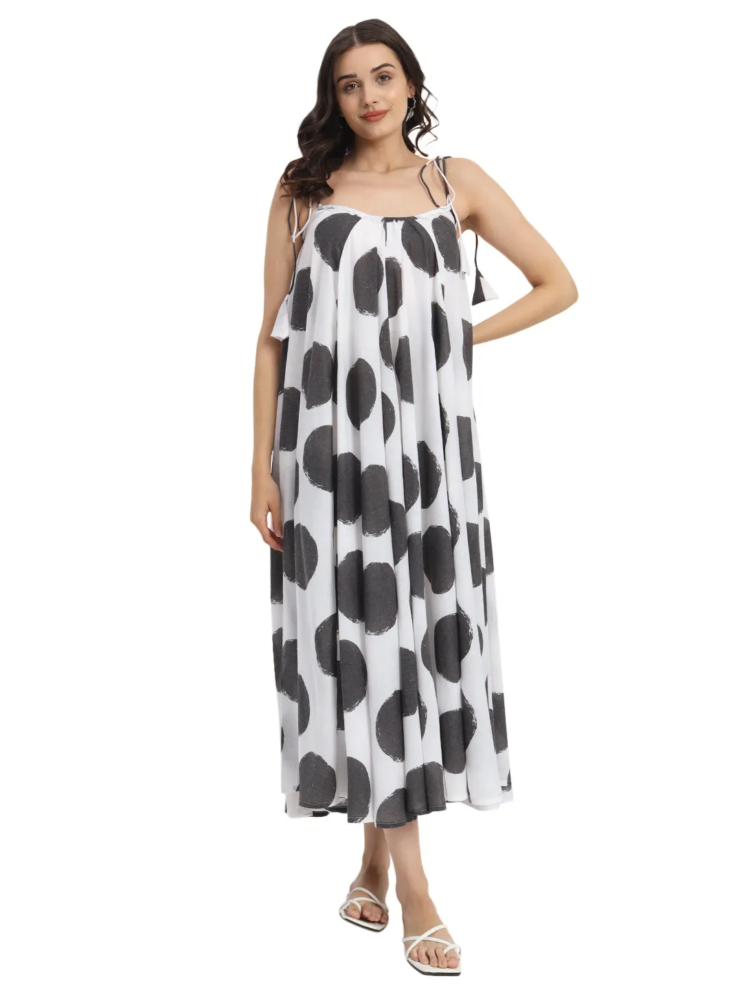 Dots & Dashes Black & White Cotton Blend Tent Dress