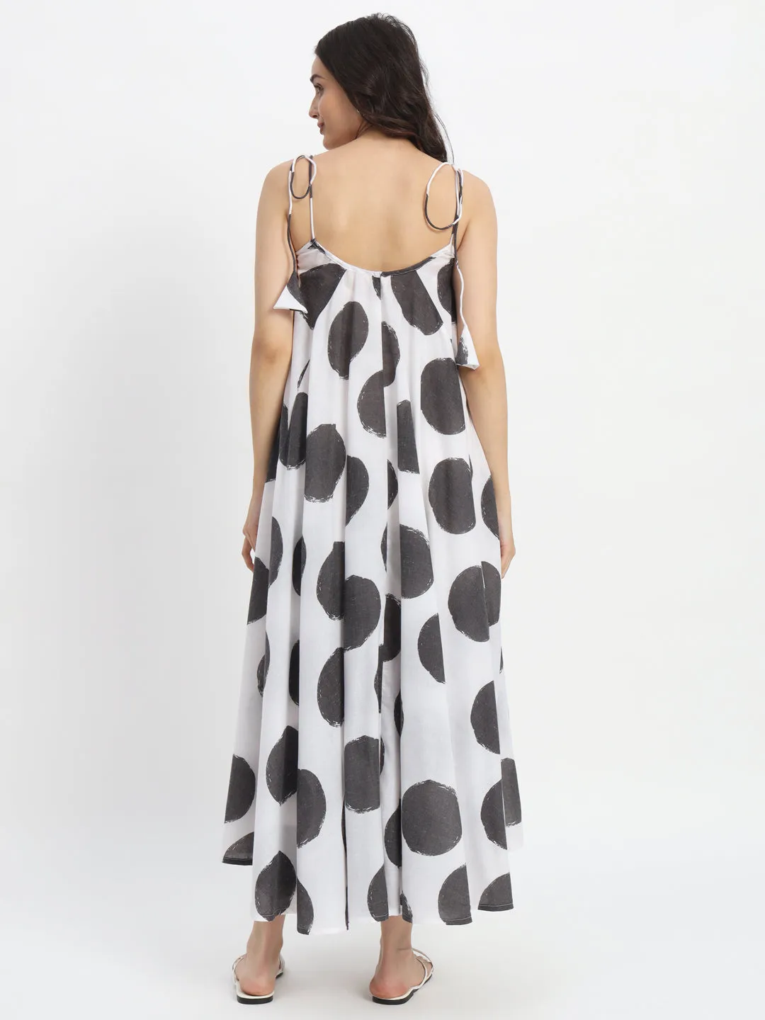 Dots & Dashes Black & White Cotton Blend Tent Dress
