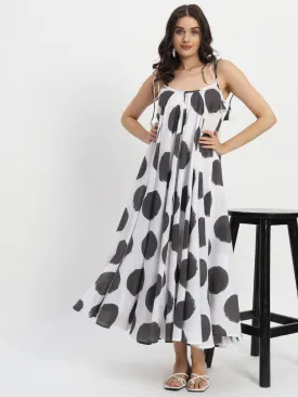 Dots & Dashes Black & White Cotton Blend Tent Dress