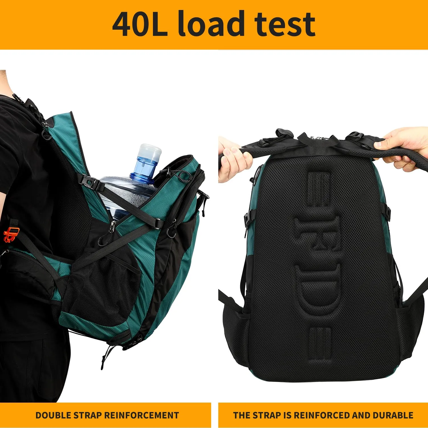 FENGDONG 40L Waterproof Lightweight Outdoor Daypack Hiking,Camping,Travel Backpack for Men Women Dark Green