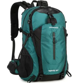 FENGDONG 40L Waterproof Lightweight Outdoor Daypack Hiking,Camping,Travel Backpack for Men Women Dark Green