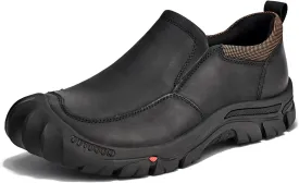 Mens Leather Slip On Hiking Outdoor Waterproof Causal Loafers Work Walking Shoes