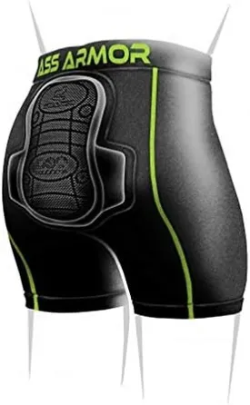 Protective Padded Compression Shorts for Snowboard,Skate and Ski for Tailbone (Black, Small)