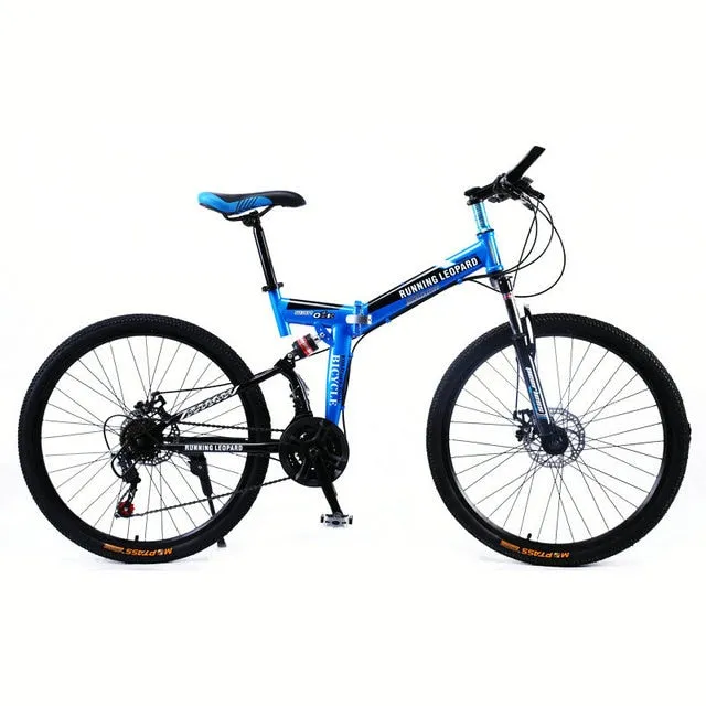 Running Leopard foldable bicycmountain bike 26-inch steel 21-speed bicycles dual disc brakes  road bikes racing bicyc BMX Bik