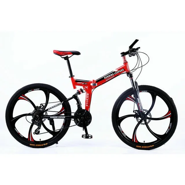 Running Leopard foldable bicycmountain bike 26-inch steel 21-speed bicycles dual disc brakes  road bikes racing bicyc BMX Bik