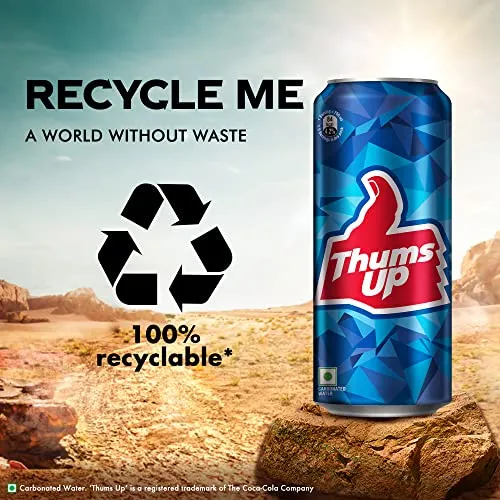 Thums Up Cold Drink | Soft Drink with Strong Taste | Spicy & Fizzy Cold Drink | Recyclable Can, 300 ml (Pack of 6)