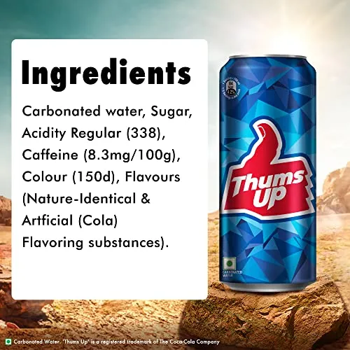 Thums Up Cold Drink | Soft Drink with Strong Taste | Spicy & Fizzy Cold Drink | Recyclable Can, 300 ml (Pack of 6)