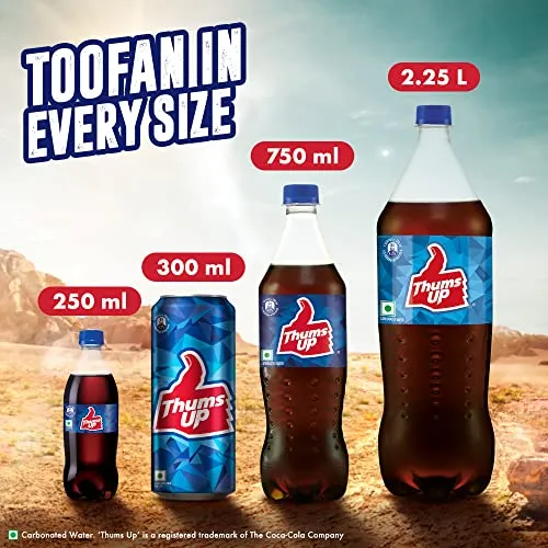 Thums Up Cold Drink | Soft Drink with Strong Taste | Spicy & Fizzy Cold Drink | Recyclable Can, 300 ml (Pack of 6)