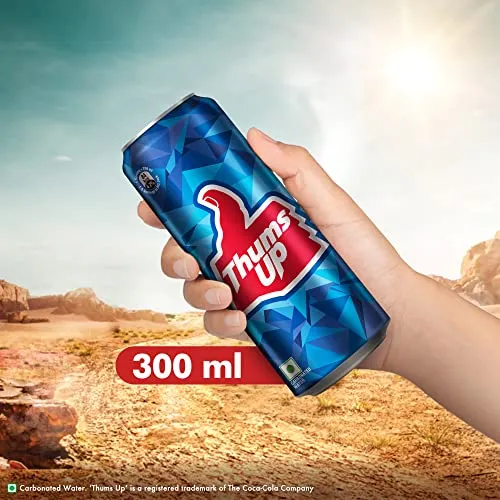 Thums Up Cold Drink | Soft Drink with Strong Taste | Spicy & Fizzy Cold Drink | Recyclable Can, 300 ml (Pack of 6)
