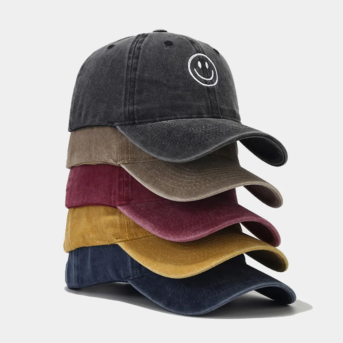 Unisex Basic Solid Baseball Cap Vintage Washed Distress Cotton Low Profile Dad Hat Adjustable Sports Hat